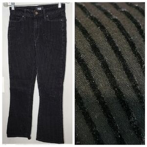 Paige Velvet Flocked Stripe Black Colette Crop Flare Pants Womens Size 27 (4)